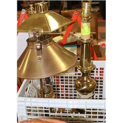 LOT OF 3 BRASS TABLE LAMPS – 1 OIL LANTERN STYLE