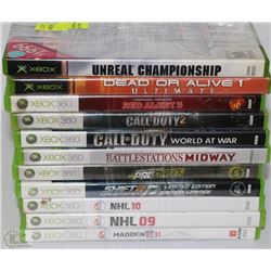 BUNDLE OF NINE XBOX 360 GAMES & TWO
