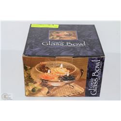 NEW CRACKLE GLASS BOWLS WITH METAL STAND