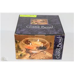 NEW CRACKLE GLASS BOWLS WITH METAL STAND