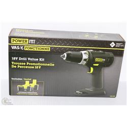 NEW POWER IT 18V DRILL VALUE KIT
