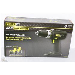 NEW POWER IT 18V DRILL VALUE KIT