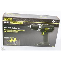 NEW POWER IT 18V DRILL VALUE KIT
