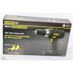NEW POWER IT 18V DRILL VALUE KIT