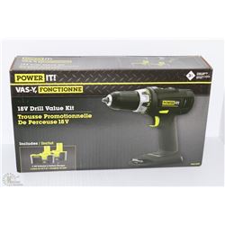 NEW POWER IT 18V DRILL VALUE KIT