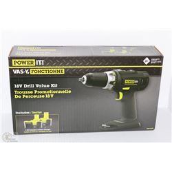 NEW POWER IT 18V DRILL VALUE KIT