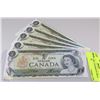 Image 1 : 1973 UNCIRC. CANADIAN $1 BILLS SEQ #'S X5