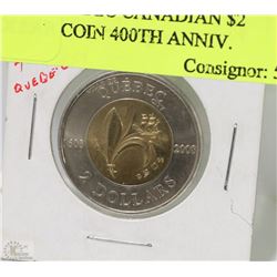 V)2008 QUEBEC CANADIAN $2 DOLLAR COIN 400TH ANNIV.