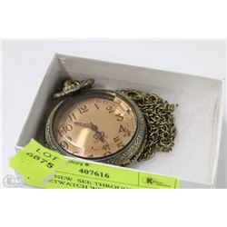 LARGE NEW  SEE THROUGH POCKETWATCH WITH CHAIN