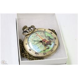 NEW LARGE "PARIS" POCKET WATCH WITH CHAIN