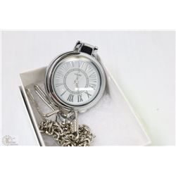 NEW HEAVY ROMAN NUMERAL POCKET WATCH WITH CHAIN