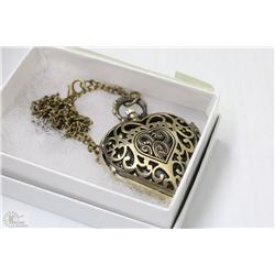 NEW HEART SHAPED POCKET WATCH WITH CHAIN