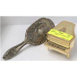 GOLD PLATED METAL MUSIC BOX PIANO , SILVER