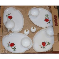 MILK GLASS TEA   AND COOKIE PLATE SETS