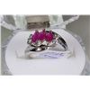 Image 1 : #1-NATURAL RUBY & CZ .925 SOLID SILVER RING
