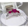 Image 1 : #2-NATURAL RUBY & CZ .925 SOLID SILVER RING