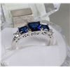 Image 1 : #17-BLUE SAPPHIRE &CZ .925 SOLID SILVER RING