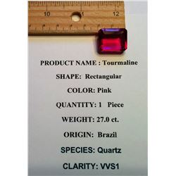 RECTANGULAR  PINK TOURMALINE GEMSTONE