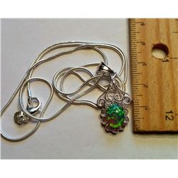GREEN FIRE OPAL PENDANT & CHAIN