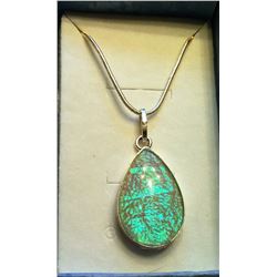 WHITE FIRE OPAL PENDANT & CHAIN