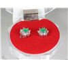 Image 1 : #28-GREEN EMERALD &CZ.925 SOLID SILVER EARRINGS