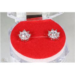 #33-NATURAL CUBIC ZIRCONIA .925 SOLID SILVER EARRING