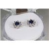 Image 1 : #26-BLUE SAPPHIRE & CZ .925 SOLID SILVER EARRINGS