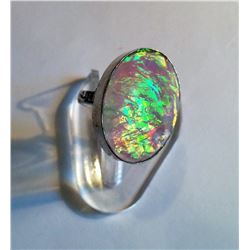 WHITE FACETTED OVAL OPAL FASHION RING