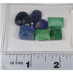 #49-NATURAL GREEN EMERALD, BLUESAPPHIRE STONE