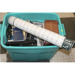 LARGE TUB OF OFFICE SUPPLIES