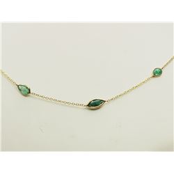 #9-14K YELLOW GOLD EMERALD DIAMOND NECKLACE