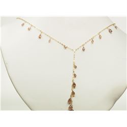 #14-10K YELLOW GOLD GARNET PENDANT NECKLACE