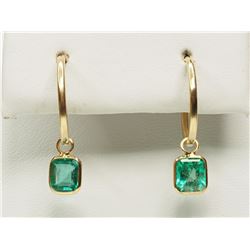 #19-14K YELLOW GOLD EMERALD EARRINGS