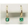Image 1 : #19-14K YELLOW GOLD EMERALD EARRINGS