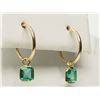Image 2 : #19-14K YELLOW GOLD EMERALD EARRINGS