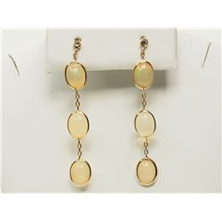 #27-14K YELLOW GOLD OPAL AND DIAMOND EARRINGS