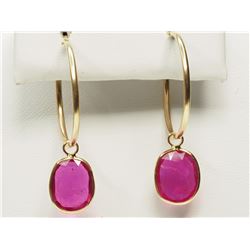 #37-14K YELLOW GOLD RUBY EARRINGS