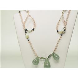 #39-STERLING SILVER GEMSTONE NECKLACE