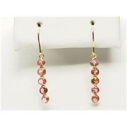 #40-14K YELLOW GOLD PINK SAPPHIRE EARRINGS