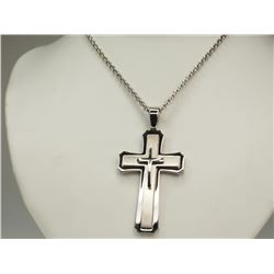 #42-STAINLESS STEEL CROSS PENDANT WITH CHAIN