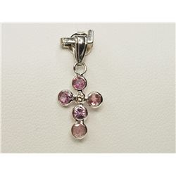 #44-14K WHITE GOLD SAPPHIRE & DIAMOND PENDANT