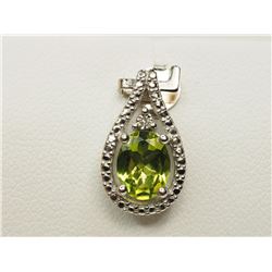 #45-STERLING SILVER PERIDOT & DIAMOND PENDANT