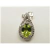 Image 1 : #45-STERLING SILVER PERIDOT & DIAMOND PENDANT