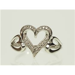 #48-STERLING SILVER DIAMOND RING SIZE 7.5