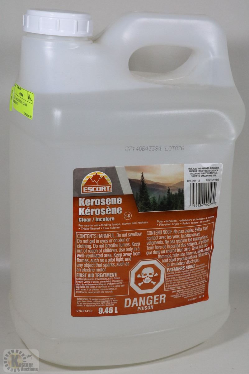 FULL 9.46 LITRE JUG CLEAR KEROSENE