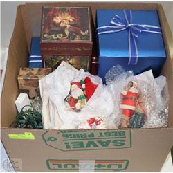 BOX W/SANTA FIGURINE, DECORATIVE