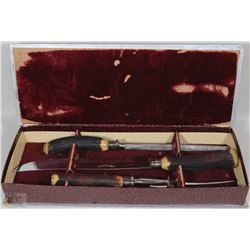 VINTAGE BONE HANDLE CARVING SET