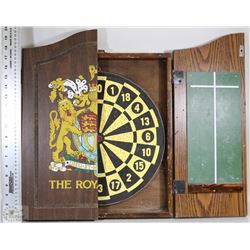THE ROYAL ARMS WOODEN DART BOARD