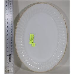 VINTAGE ANCHOR HOCKING MILK GLASS TURKEY PLATTER