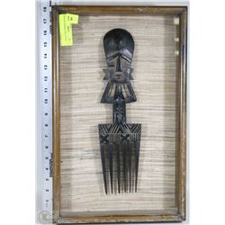VINTAGE FRAMED AFRICAN ART 18"X11"